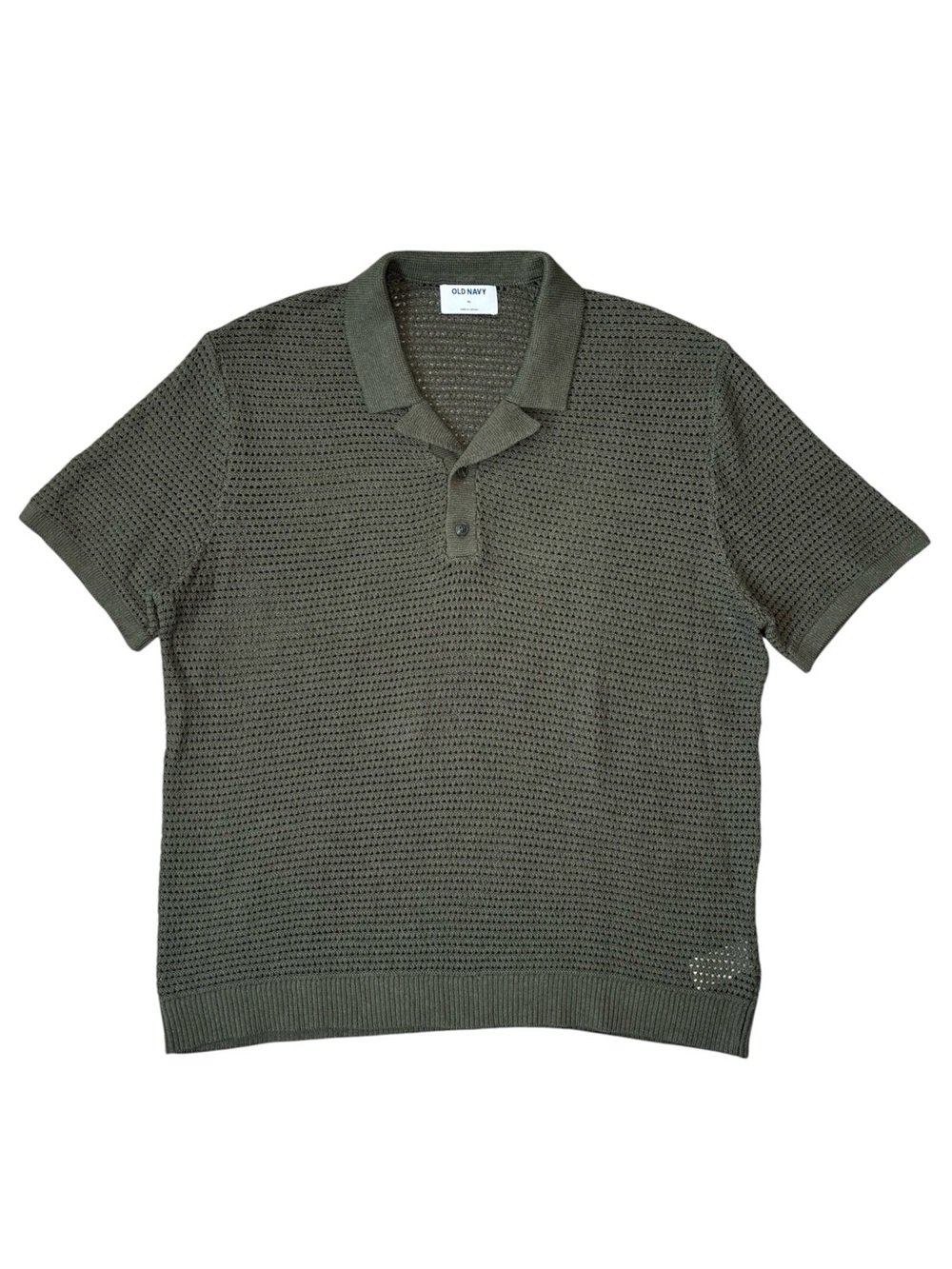 Old Navy Men's Olive Open-Knit Polo